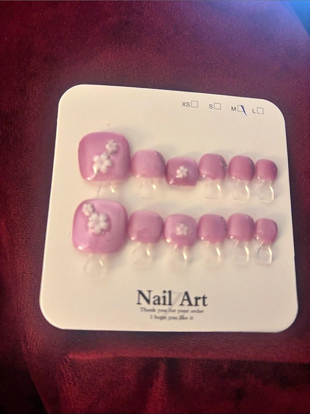 Pink Floral Press-On Nails
